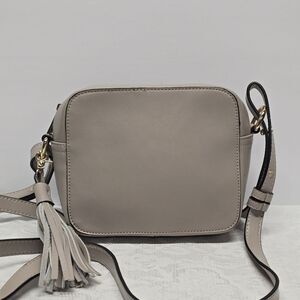 KC Jagger Gray Grey Genuine Leather Tasseled Crossbody Camera Bag Boho Casual
